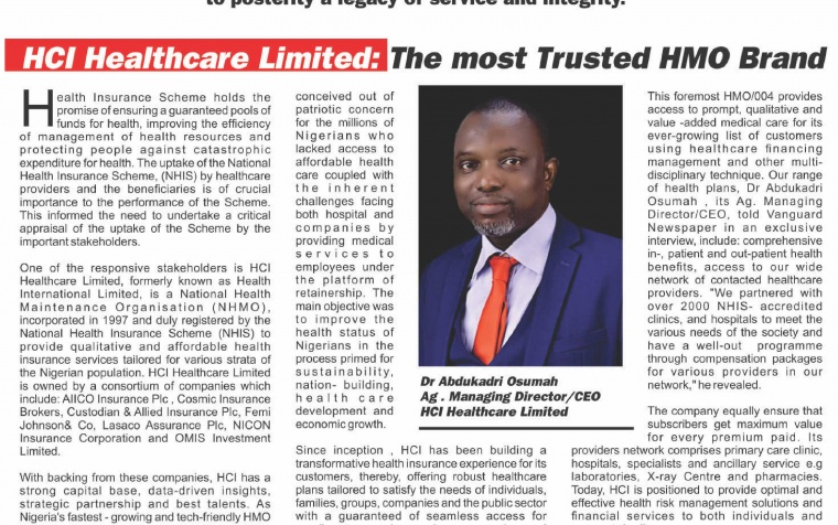 HCI Healthcare Limited: The most Trusted HMO Brand